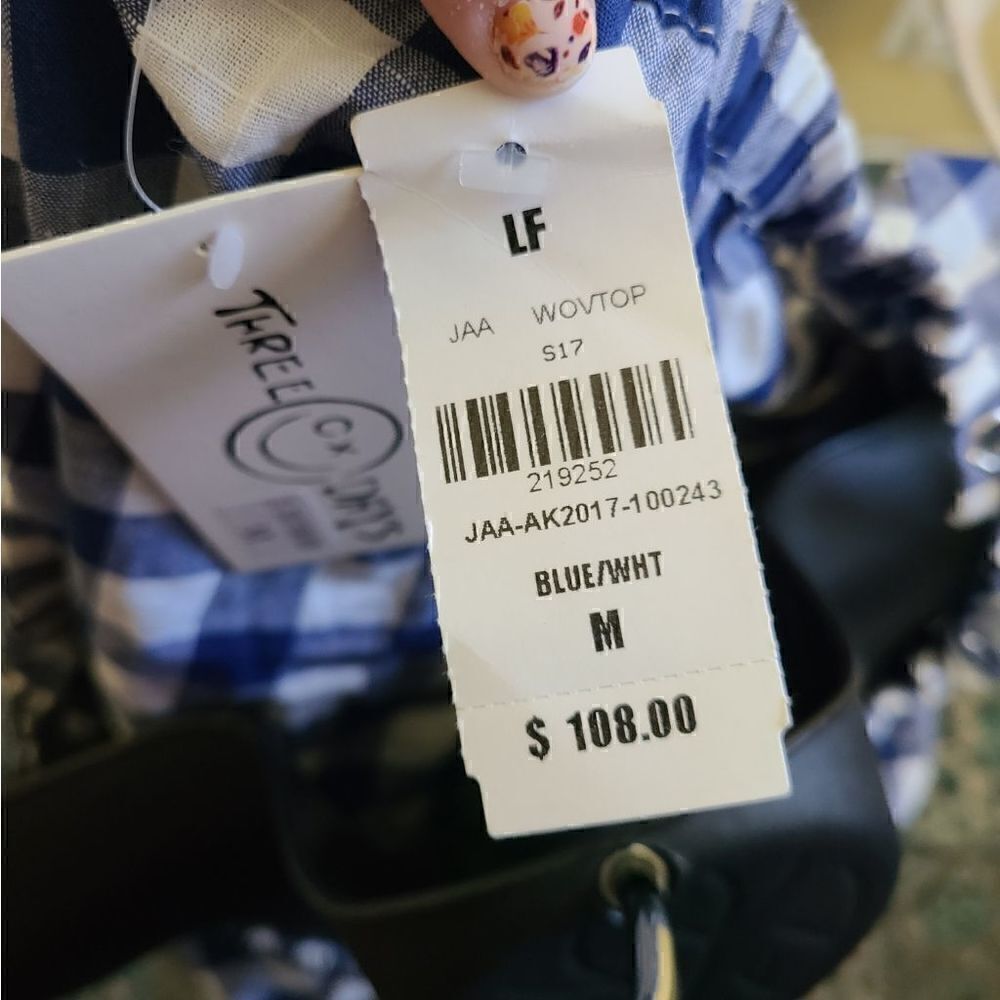NWT LF Three Days Off Shoulder Gingham Top - Picture 6 of 8